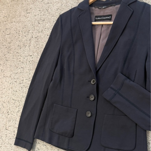 Luisa CERANO sz. 8 NWOT Women's cotton classic Navy Blazer - Picture 15 of 15